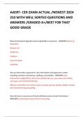 AAERT- CER EXAM ACTUAL /NEWEST 2024 210 WITH WELL SORTED QUESTIONS AND ANSWERS /GRADED A+/BEST FOR THAT GOOD GRADE 