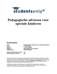 Pedagogische adviezen voor speciale kinderen