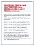 PHARMACY TECHNICIAN CERTIFICATION EXAM QUESTIONS WITH CORRECT ANSWERS 100% 2024