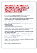 PHARMACY TECHNICIAN CERTIFICATION TEST EXAM QUESTIONS WITH CORRECT ANSWERS 100% 2024