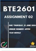 BTE2601 ASSIGNMENT 2 ( DETAILED   ANSWERS) DUE- 21  JUNE 2024( 619951)