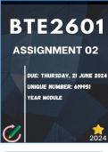 BTE2601 Assignment 2 (COMPLETE ANSWERS) 2024 (619951) - DUE 21 JUNE  2024