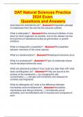 DAT Natural Sciences Practice 2024 Exam  Questions and Answers