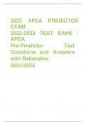 2023 APEA PREDICTOR EXAM 2022-2023 TEST BANK / APEA Pre-Predictor Test  Questions and Answers with Rationales 2024/2025 Mononucleosis - ANS-Symptomatic infection caused by Epstein-Barr virus with signs such as fatigue, chills, malaise, anorexia, white ton