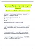 Pharmacology Psychiatric (Psycho Pharm) Mental Health Nurse Practitioner Exam  Combined  Questions & Revised Correct Answers