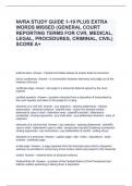 NVRA STUDY GUIDE 1-19 PLUS EXTRA WORDS MISSED (GENERAL COURT REPORTING TERMS FOR CVR, MEDICAL, LEGAL, PROCEDURES, CRIMINAL, CIVIL) SCORE A+