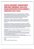 CISCO DEVNET ASSOCIATE 200-901 DEVASC PRACTICE EXAM QUESTIONS WITH CORRECT ANSWERS 100% 2024