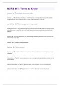 NURS 451: Terms to Know Questions And Answers Graded A+