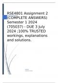RSE4801 Assignment 2 (COMPLETE ANSWERS) Semester 1 2024 (705037) - DUE 3 July 2024 ;100% TRUSTED workings, explanations and solutions.