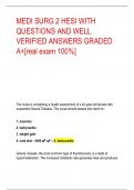 MEDI SURG 2 HESI WITH QUESTIONS AND WELL VERIFIED ANSWERS GRADED A+[real exam 100%]