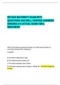 RETAKE MATERNITY EXAM WITH QUESTIONS AND WELL VERIFIED ANSWERS [GRADED A+] ACTUAL EXAM 100%] NEW!!NEW!!