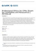 Professional Ethics for CPAs Exam for Candidates and Reissuance PETHOL18