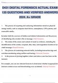 D431 DIGITAL FORENSICS ACTUAL EXAM 120 QUESTIONS AND VERIFIED ANSWERS 2024. A+ GRADE