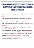 WALMART FOOD SAFETY TEST EXAM 80 QUESTIONS AND VERIFIED ANSWERS 2024. A+ GRADE