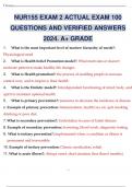 NUR155 EXAM 2 ACTUAL EXAM 100 QUESTIONS AND VERIFIED ANSWERS 2024. A+ GRADE