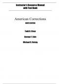 Solutions Manual With TB For American Corrections 9th Edition By Todd R. Clear, George F. Cole, Michael D. Reisig