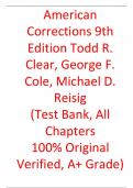 Test Bank For American Corrections 9th Edition By Todd R. Clear, George F. Cole, Michael D. Reisig