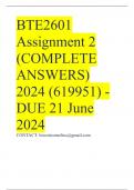 BTE2601 Assignment 2 (COMPLETE ANSWERS) 2024 (619951) - DUE 21 June 2024