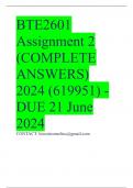 BTE2601 Assignment 2 (COMPLETE ANSWERS) 2024 (619951) - DUE 21 June 2024