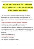 CRITICAL CARE HESI EXIT EXAM 55 QUESTIONS AND VERIFIED ANSWERS 2024 UPDATE. A+ GRADE