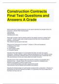 Construction Contracts Final Test Questions and Answers A Grade