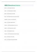 HBS Directional terms  latest questions and answers all are correct graded A+