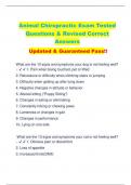 Animal Chiropractic Exam Tested  Questions & Revised Correct  Answers Updated & Guaranteed Pass!!