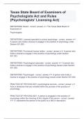 Texas State Board of Examiners of Psychologists Act and Rules (Psychologists' Licensing Act) well answered