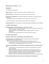 Samenvatting Consumer Behavior - Chapter 7 - 10