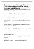 General And Oral Pathology Exam 1 Questions And Answers With Verified Solutions (GRADED A+)