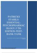Patrick's TB Stahls Essential Psychopharmacology Neuroscientific Basis and Practical Applications TESTBANK/STUDY GUIDE
