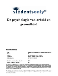 Samenvatting De psychologie van arbeid en gezondheid