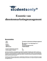 Samenvatting Essentie van dienstenmarketingmanagement