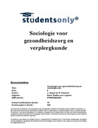 Samenvatting Sociologie voor gezondheidszorg en verpleegkunde