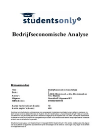 Samenvatting Bedrijfseconomische analyses