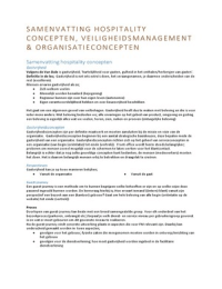 Samenvatting; Hospitality concepten, veiligheidsmanagement & organisatieconcepten (tentamen strategie jaar 3)