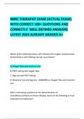 NBRC THERAPIST EXAM (ACTUAL EXAM) WITH CORRECT 180+ QUESTIONS AND CORRECTLY  WELL DEFINED ANSWERS LATEST 2024 ALREADY GRADED A+ 
