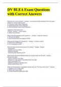 DV BLEA Exam Questions with Correct Answers