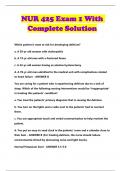 NUR 425 Exam 1 With Complete Solution