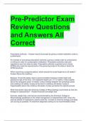 Pre-Predictor Exam Review Questions and Answers All Correct 