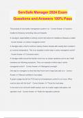 ServSafe Manager 2024 Exam Questions and Answers 100% Pass