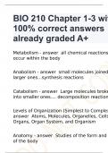 BIO 210 Chapter 1-3 with 100% correct answers already graded A+