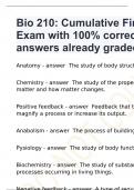Bio 210: Cumulative Final Exam with 100% correct answers already graded A+