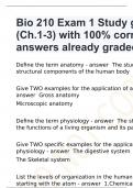 Bio 210 Exam 1 Study guide (Ch.1-3) with 100% correct answers already graded A+