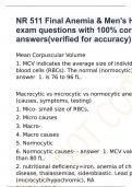 NR 511 Final Anemia & Men's Health exam questions with 100% correct answers(verified for accuracy)