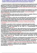 ATI RN PHARMACOLOGY PROCTORED EXAM TEST BANK 91 QUESTIONS AND  CORRECT DETAILED ANSWERS WITH RATIONALES|ALREADY GRADED A+