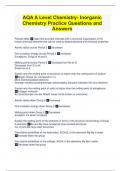 AQA A Level Chemistry- Inorganic Chemistry Practice Questions and Answers