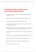 Dental Hygiene Mock Jurisprudence Exam  Questions with Complete Solutions