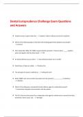 Dental Jurisprudence Challenge Exam Questions  and Answers