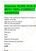 Diabetes NURS 5336 EXAM WITH 100% CORRECT ANSWERS